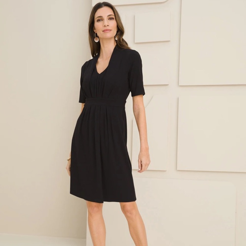 Chico's classic pleated dress in Black